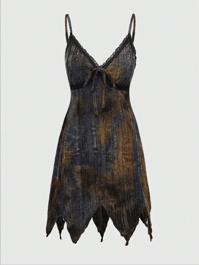 Hippie Lattice Tie Strap Midi Dress In Wasteland Style For Women