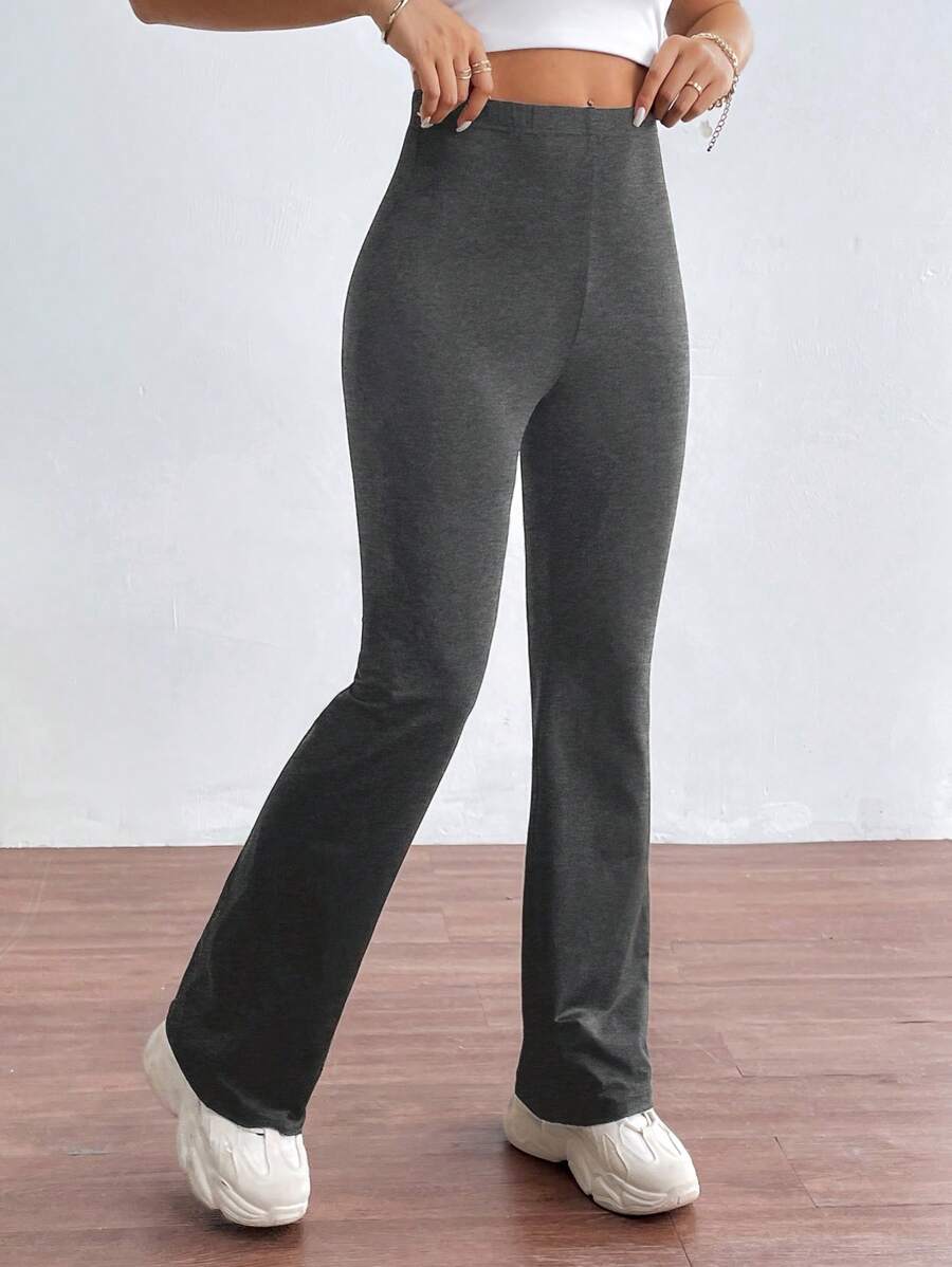SHEIN Essnce 女士單色簡約日常休閒貼身褲 - 深灰色 - 查看 1