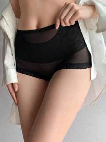 DAZY Faja reductora de control ligero para cintura y abdomen con malla con ribete de encaje transparente