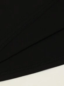 SHEIN CURVE+ Kortärmad T-shirt med guldläpptryck - Svart - Visa 4