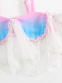 Young Girl Mermaid Texture Bikini Set, Vacation Style - Multicolor - View 6