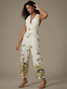 Aveloria Modichic Jumpsuit ống rộng in hoa và bướm quấn chéo có eo thon - Nhiều màu - Xem 2