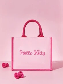 HELLO KITTY AND FRIENDS | SHEIN 卡通和爱心印花手提袋，情人节 - 粉色 - 查看 4