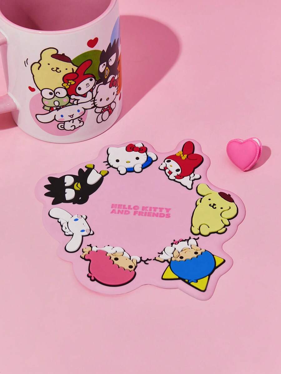 HELLO KITTY AND FRIENDS | SHEIN 卡通和字母圖案杯墊（1個） - 彩色 - 查看 1