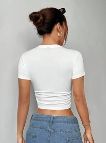SHEIN EZwear Women T-Shirts - Putih - View 2