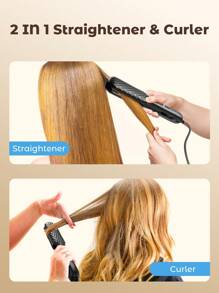 Teckwe Hair Straightener,Curls 2-In-1,Fast Heat Up 4 Temperature Adjustments 170-230℃ Suitable For Home And Travel Use - UK Plug - Black - View 2