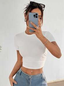 SHEIN EZwear Women T-Shirts - Putih - View 3