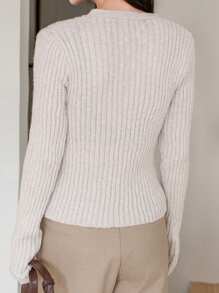 DAZY 女式罗纹长袖开衫，秋季女装