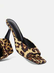 CUCCOO SZL 尖頭豹紋時尚女式高跟涼鞋 - 棕色 - 查看 3