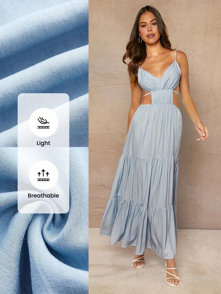 Tiered Ruffle Cut Out Backless Dress