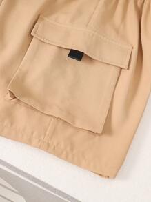 SHEIN 適合青少年男孩的加大碼3入組連帽背心，短袖T卹和短褲套裝，印有字母圖案 - 藍色 - 查看 3
