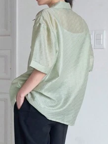 DAZY Flap Pocket Drop Shoulder Shirt - Mint Green - View 4