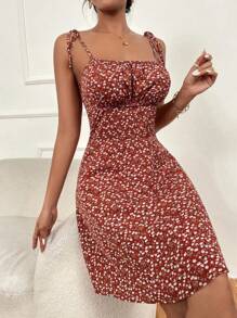 Breezaya Floral Print Pleated Bust A-Line Cami Dress