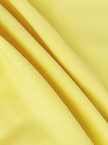 Slaydiva 大码优雅休闲夏季/秋季黄色衬衫式连衣裙，正面带纽扣-Z - 黃色 - 查看 6