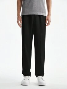 AKNOTIC Business Casual 亞麻直身編織西裝褲，易打理，適合夏季 - 黑色 - 查看 3