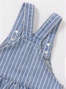 Baby Girl Distressed Denim Dress With Lovable Embroidery - Medium Wash - View 4