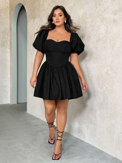 SHEIN BAE Women's Plus Size Clothing Wedding Dresses Bridesmaid Dresses Mini Dresses Party Dresses Date Dresses Holiday Dresses Plus Size Women's Summer Sweet Puff Sleeves Cup Details Puff Sleeves Mini Dress Tutu Dress Small Dress Embroidered Dress Elegant Elegant Boho/Bohemia Boho/Bohemia  Graduation Dress/White Graduation Dress  Brunch Outfits For Women   Summer Outfits  Beach Outfits For Woman  Brunch Outfits For Women  Fairycore   Classy Outfits For Women  Festival Outfits For Women/ Country Concert Outfit,Birthday Dresses For Women