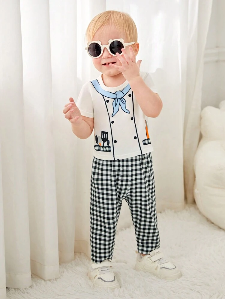 Baby Boys Casual Cute Printed Two-Piece Set, Dress Up Clothing