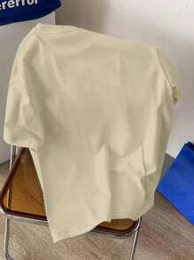 Áo thun nam cổ tròn tay ngắn, thời trang tối giản màu trơn, mặc hàng ngày mùa xuân và mùa hè - Màu Khaki - Xem 2