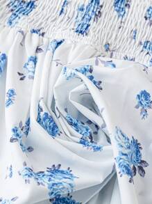 Soleia Vestido con estampado floral de verano para mujer con tirantes al cuello, sin espalda, con cintura ajustable y de varias capas - Multicolor - Ver 6