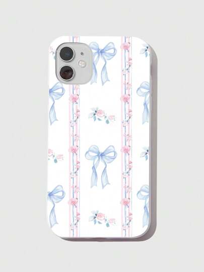 Kawaii غطاء هاتف آيفون 11 12 13 14 15 برو ماكس - التصميم الأبيض الدانتيل الوردية والقوس متوافق مع أجهزة (أيفون)