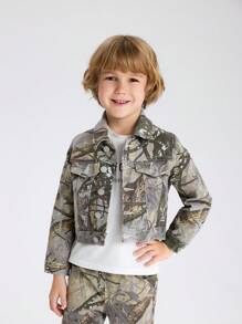 Áo khoác denim in hình cây thông thường phong cách đường phố dành cho chàng trai trẻ - Nhiều màu - Xem 6