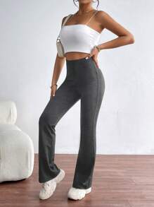 SHEIN Essnce 女士單色簡約日常休閒貼身褲 - 深灰色 - 查看 4