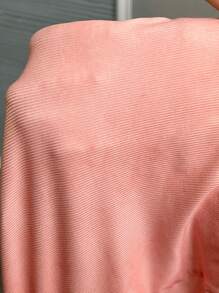 Slaydiva Casual Women's Plus Size Texture Printed V-Neck Collared Slim Fit Split Two-Piece Set - C - Dusty Pink - View 10