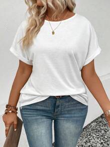 INAWLY Women's Plus Size Loose Fit Casual Round Neck T-Shirt, Summer - Multicolor - View 6