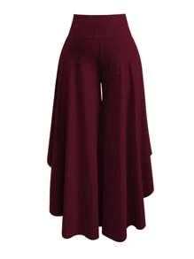 DreamSkyne Plus Size Casual Solid Color Asymmetrical Hem Wide Leg Pants Fall Cloth For Women