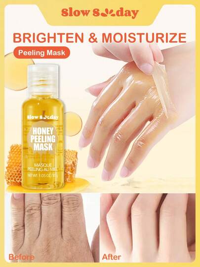 SlowSunday Honey Peeling Mask, With Honey Extract, Glycerin, Salicylic Acid, Exfoliates, Softens Skin, Brightens Skin Tone, Suitable For Hands, Feet And Other Parts Of The Body, Cozy Winter Styles, Suitable For Winter, Y2K, For Valentine's Day, Valentines Gift, Valentines Day Gift, Ideal For Party