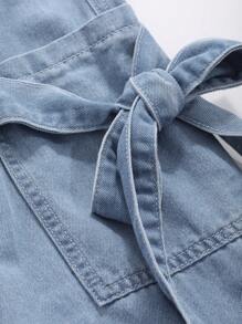 FRIFUL Jeans casuales sueltos de moda para mujer de unicolor con bolsillos grandes - Lavado ligero - Ver 5