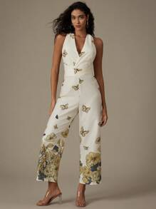 Aveloria Modichic Jumpsuit ống rộng in hoa và bướm quấn chéo có eo thon - Nhiều màu - Xem 5