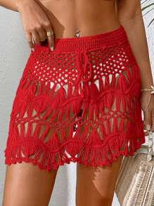SHEIN Swim Sommer Strand Einfarbig Cut Out Knit Cover-Up Rock