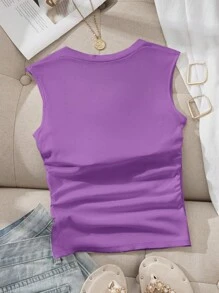 Comfortcana 女款春夏無肩帶內置胸墊方領無鋼圈背心 - 紫色 - 查看 2