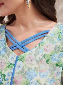 Al Najma فستان كفتان تركي مطبوع بالزهور والتقليدي العربي،، فستان عربي متواضع بأكمام طويلة بطراز عطلة