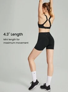 GLOWMODE Pantalones cortos de ciclista con control de abdomen de cintura alta sin costuras de 4,3" de impacto medio para trotar y entrenamiento en el gimnasio diario