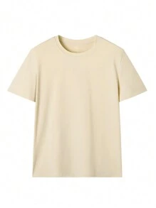 Ladies' Summer Slogan Printed Round Neck Short Sleeved Casual T-Shirt.Graphic Tees Women White Top Vacation Outfits Women - Apricot - View 3