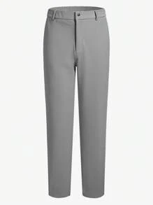 AKNOTIC Business Casual Easy Care Men's Old Money Style Knitted Tapered Suit Pants, Ideal For Spring And Autumn And Everyday Business-Casual Wear - Grey - View 1