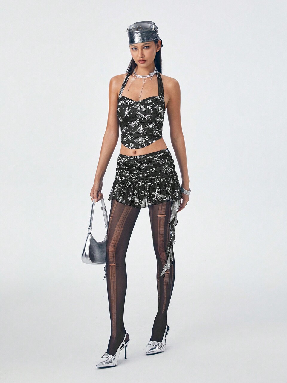 Artist Dark Women's Mesh Printed Casual Mini Skirt, For Holiday, Party, Spring & Summer, Festival, Western Wear