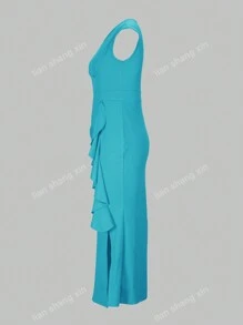Abito da moda semplice ed elegante da donna, di colore solido, adatto all'uso quotidiano