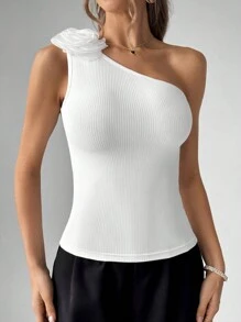 Aloruh 女士情人節3D花朵上衣，露肩設計