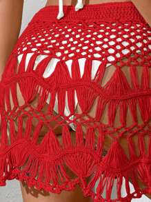 SHEIN Swim Sommer Strand Einfarbig Cut Out Knit Cover-Up Rock