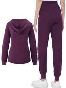 Chạy Bộ Nữ Matte Co Giãn Đồng Phục Y Tá, Tẩy Tế Bào Chết, Quần Áo Bảo Hộ Lao Động Có Túi, Thoáng Khí Chải Quần Áo Rửa Tay Bộ Đồ - Màu tím - Xem 4