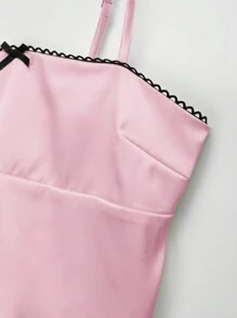 SHEIN EZwear Women's Summer Pink Bowknot Decorated Cami Top - Baby Pink - View 5