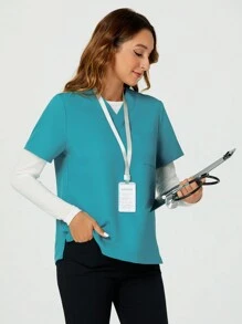 TaskEZ 工作服上衣，2合1休閒護士服襯衫