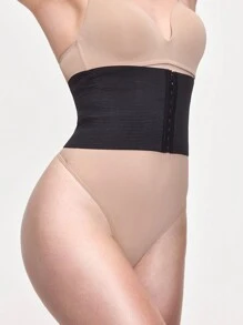 SHAPORA Seamless Waist Trainer Shapewear Body Shaper With Adjustable 3-Level Closure-Tummy Waist Control ,2 Pcs - Black - View 7