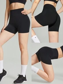 GLOWMODE Pantalones cortos de ciclista con control de abdomen de cintura alta sin costuras de 4,3" de impacto medio para trotar y entrenamiento en el gimnasio diario
