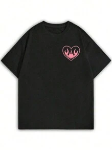 ROMWE MEN Street Life Camiseta de hombre con estampado de lema de personaje vintage, estilo de verano Y2K