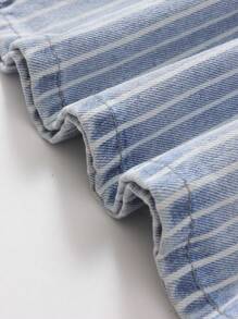 Baby Girl Distressed Denim Dress With Lovable Embroidery - Medium Wash - View 6